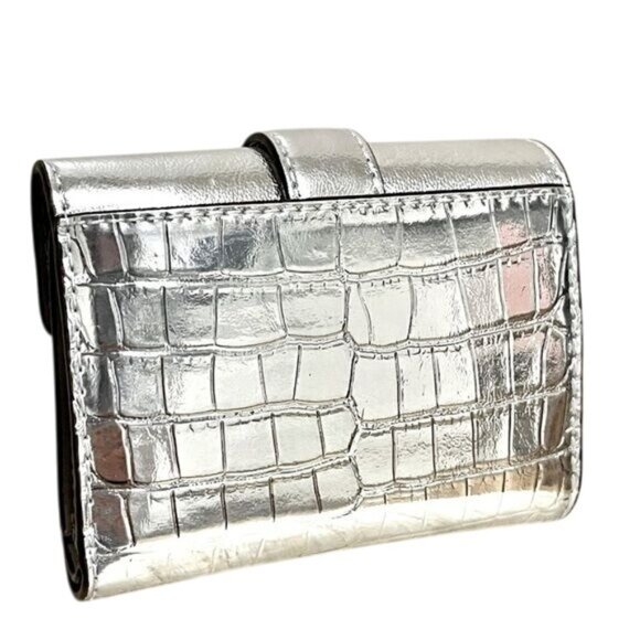 Michael Kors Carmen Silver Metallic Crocodile Embossed Leather Wallet MSRP $258 - Picture 5 of 5